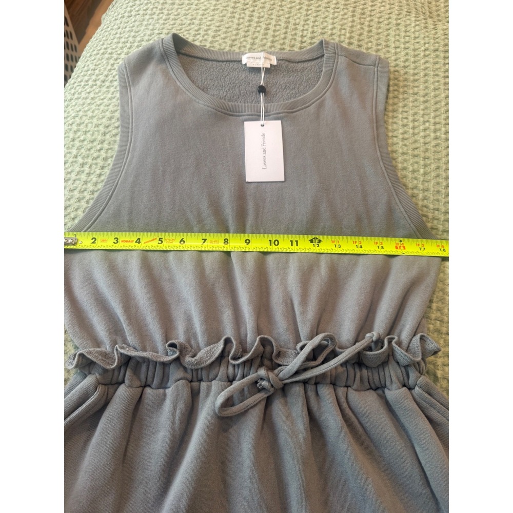 Lovers and Friends Grey Cotton Fleece Sleeveless Drawstring Waist Mini Dress M - Picture 6 of 8